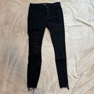 Abercrombie & Fitch Black Distressed Super Skinny Jeans